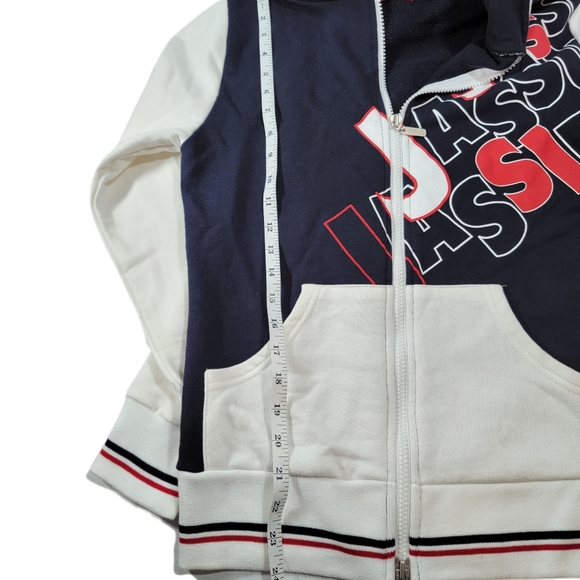 Mens Size Small Jassie Sports Casual Full Zipped Hoodie Sweatshirt. Red White - Picture 5 of 7